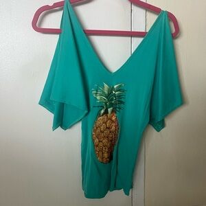 Chloé Teal Pineapple Print Women's Top